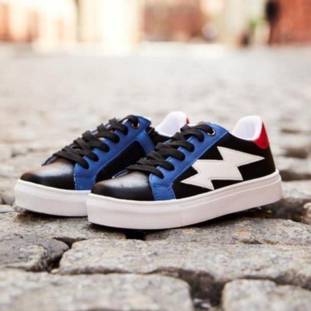 NEW Girls' Hoo Riley Lightening Bolt Sneakers 3 or 4 w/ side zipper